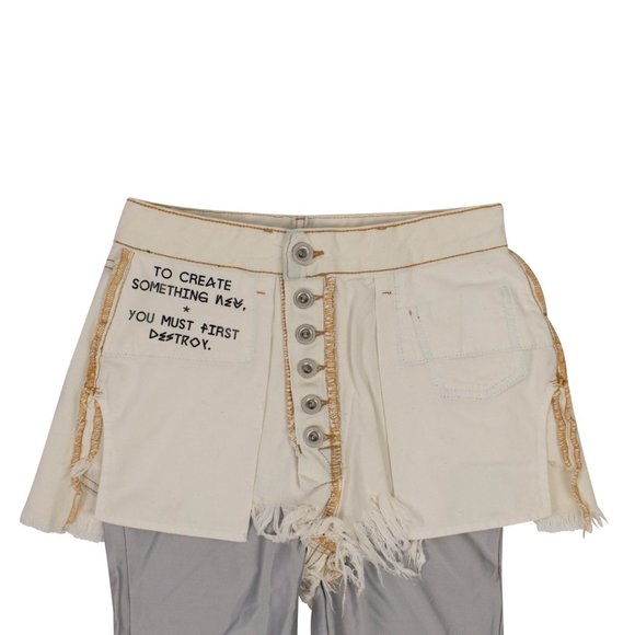 UNRAVEL PROJECT White Reverse Shorts Layered Stretch Leggings Size 24 $665 - Picture 2 of 6